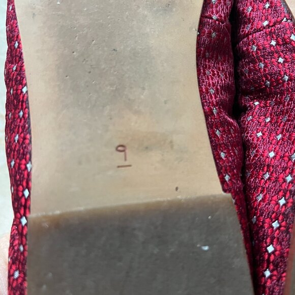 Sam Edelman Sz 9 Felicia Ballet Flat Burgundy Damask with Bow and Logo Charm - Picture 8 of 16